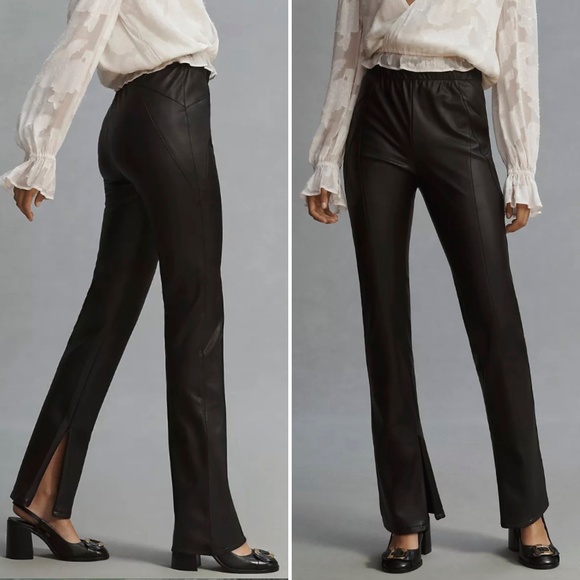 Anthropologie Pilcro Glasgow Faux Leather Pants Black Size 25 - Picture 1 of 7